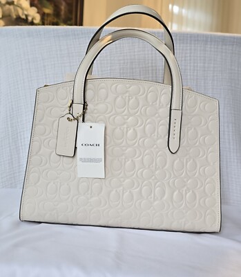 COACH Charlie Carryall 28 in Signature Deboss Leather - B4/Chalk