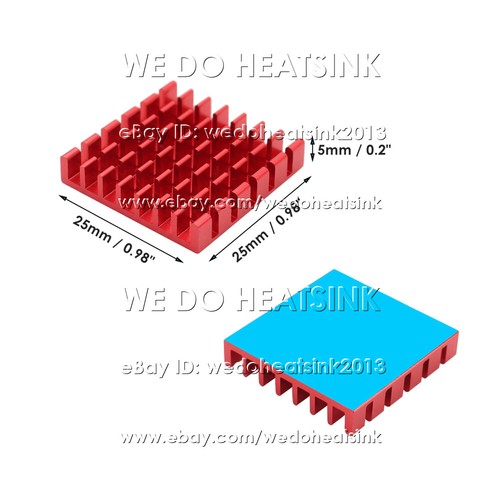 25x25x5mm Slotted Aluminum Heatsink Alloy Cooling Radiator With Thermal Pad - Afbeelding 14 van 16