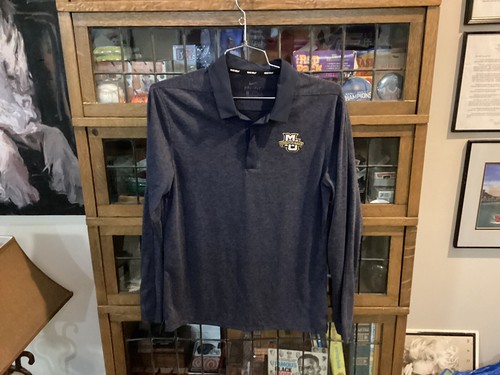 Marquette Golden Eagles Navy NIKE Dri-Fit L/S Performance Golf Polo SZ M - Cool - Picture 5 of 8