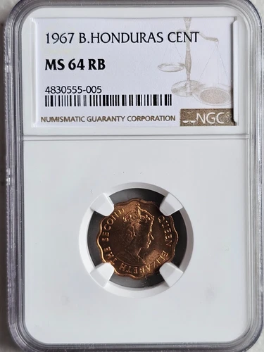 British Honduras 1 Cent 1967 NGC MS 64 RB