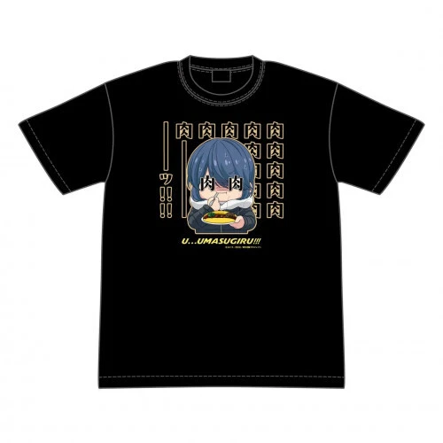 Laid-back Camp SEASON3 T-shirt Size XL Meat Black Rin Shima NEW Japan SK0292