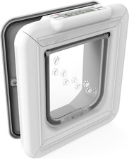 Elite I.D. Disc Cat Door with Timer, LCD Display  4-Way Lock - White