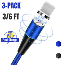 For iPhone 12 11 XS Max XR X 8 7 6 SE Magnetic USB Fast Charger Cable Cord 3Pack
