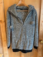Urban Classics Womens Hoodie Approx 12 L Grey Fleece Longline Faux Fur Marl