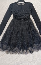 Edition Express Black sheer sleeves/sequin womans dress sz 4/small