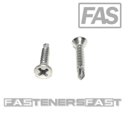 (100) 6x3/4 Stainless Steel Phillips Flat Head Self Drilling Tapping TEK Screws