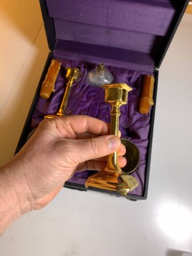 Antico set viatico unzione ultimi riti chiamata infermata di sacerdoti cattolici vintage - Foto 7 di 23