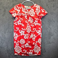Waltah Clarke's Hawaiian Dress 14-16 Red White Floral Tropical Vintage