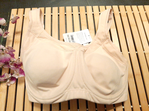 32E SYROKAN High Impact Sports Bras for Women Support Underwire Cross Back Beige