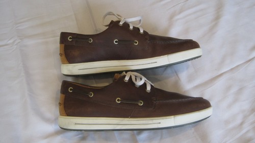 Zapatos para barco de fandrow Ecco para hombre con cordones de cuero marrón/blanco punta sin usar 12-12,5 EUR 46 - Imagen 7 de 12