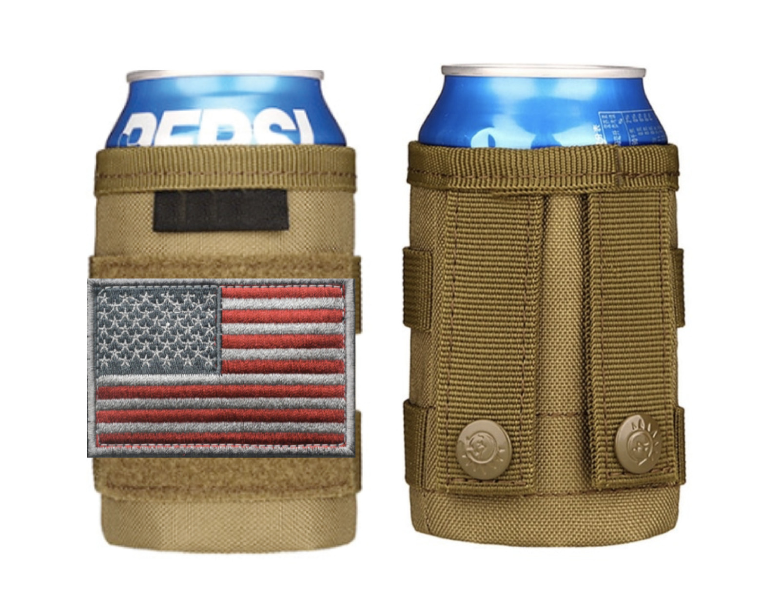 Tactical Beer Bottle Holder w/Flag Patch//Tactical Beverage 