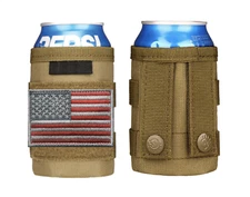 Tactical Beer Bottle Holder w/Flag Patch//Tactical Beverage Cooler//Molle Pouch