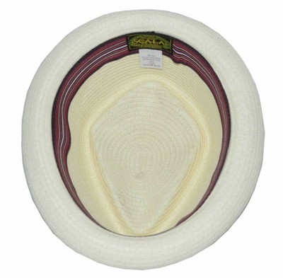 Scala Paper Braid Diamond Crown Upturn Brim Fedora With  display picture 2