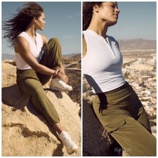 Pantalón cargo Athleta XXS Boundless tiro bajo, pantalones de senderismo acacia oliva nuevos con etiquetas