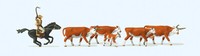 Preiser 10159 Langhornrinder, Cowboy Zu Pferde, H0, Neu 2020