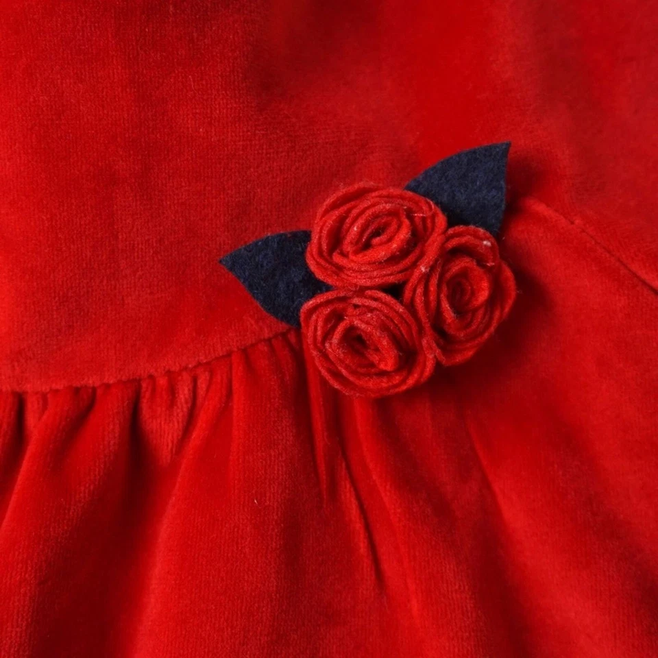 Vestido de fiesta Mayoral con apliques de flores de terciopelo vacaciones Navidad bebé 12 m Foto 3 de 4