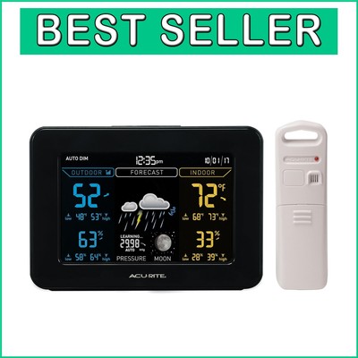 LCD Black Display Weather Station with Wireless Sensor & Weather Trend Indicator