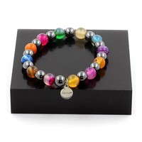 Steine Und Mineralien. Armband Perlen BäNderachat Multicolor + HäMatit 8 Mm