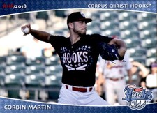 2018 Corpus Christi Hooks Grandstand #19 Corbin Martin Hempstead Texas TX Card