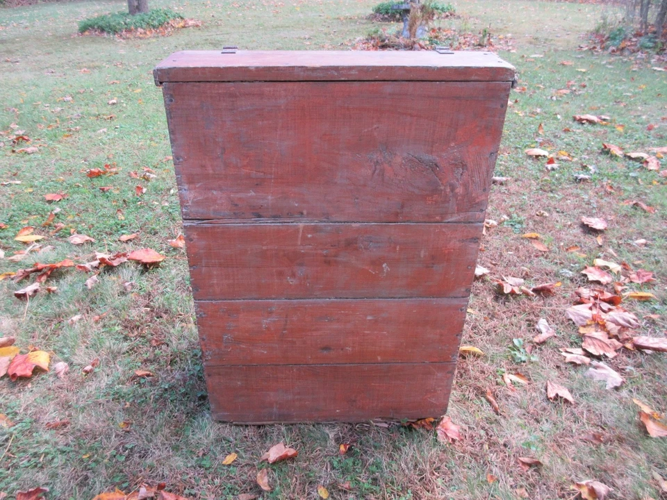 Старинный примитивный роскошный деревянный ящик для кофе начала 1900-х годов - Изображение 3 из 4