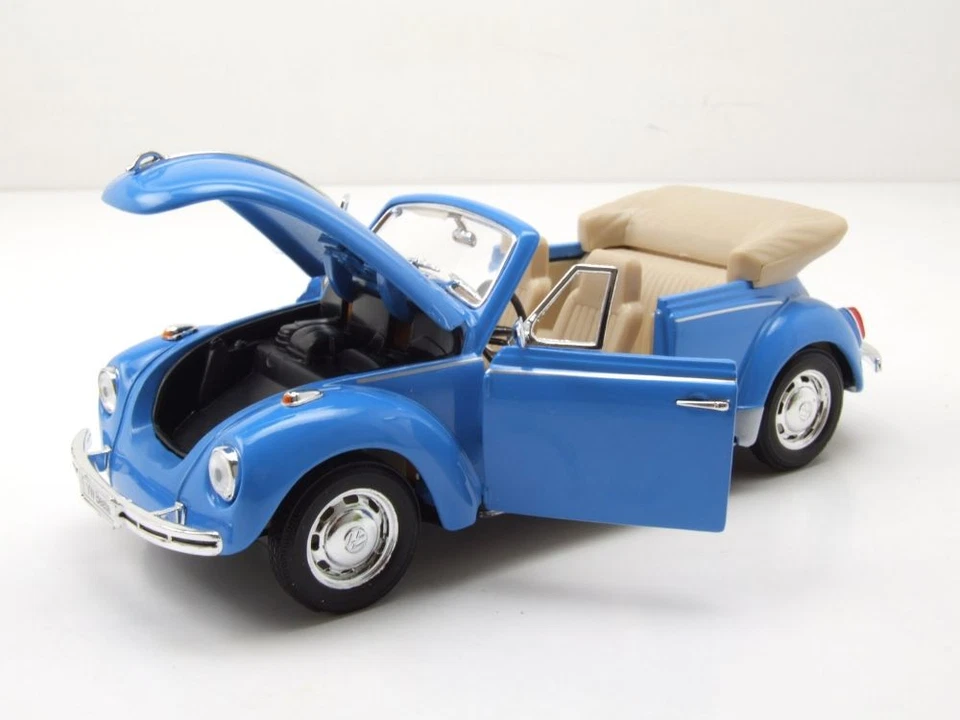 VW Maggiolino Cabrio 1969 Blu Modellino 1:24 Welly - Immagine 4 di 4