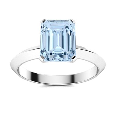 Radiant Cut Natural Aquamarine Solitär 925 Sterling Silber dünner Schaft Ring