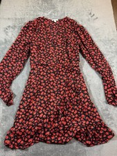 Mi ami Long Sleeve Lined Floral Dress Womens L Romantic Cottagecore Fit Flare