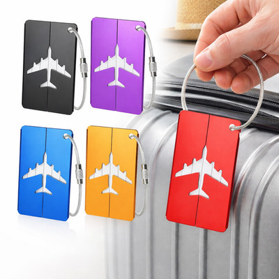 GEPÄCKANHÄNGER Reise Koffer Ausweisetikett Tasche Urlaub Flugzeug Design Aluminium Metall