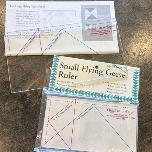 Quilt in a Day Quilting Ruler Set Small Flying Geese + Large, 3x6 & 1 1/2x3