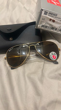 Ray-Ban ORB3025 RB3025 Aviator Sunglasses Gold Metal Brown Polarized Glass 135