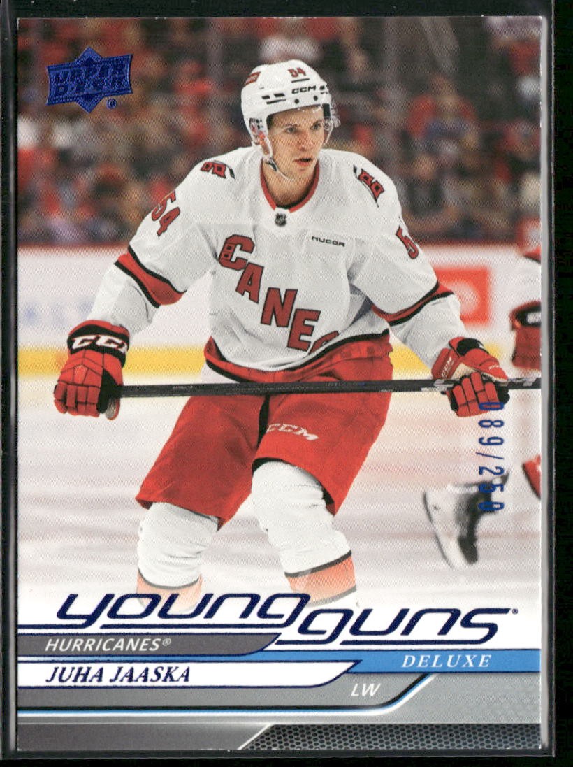 2024-25 Upper Deck Juha Jaaska Deluxe Young Guns RC /250 #718 Hurricanes