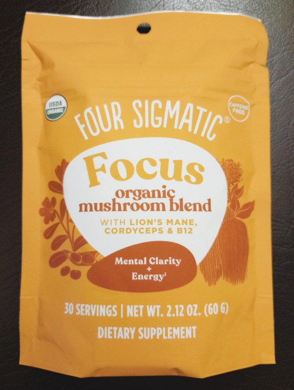 FOUR SIGMATIC FOCUS Organic Mushroom Blend 30-SERVING BAG +STAINLESS STEEL SPOON