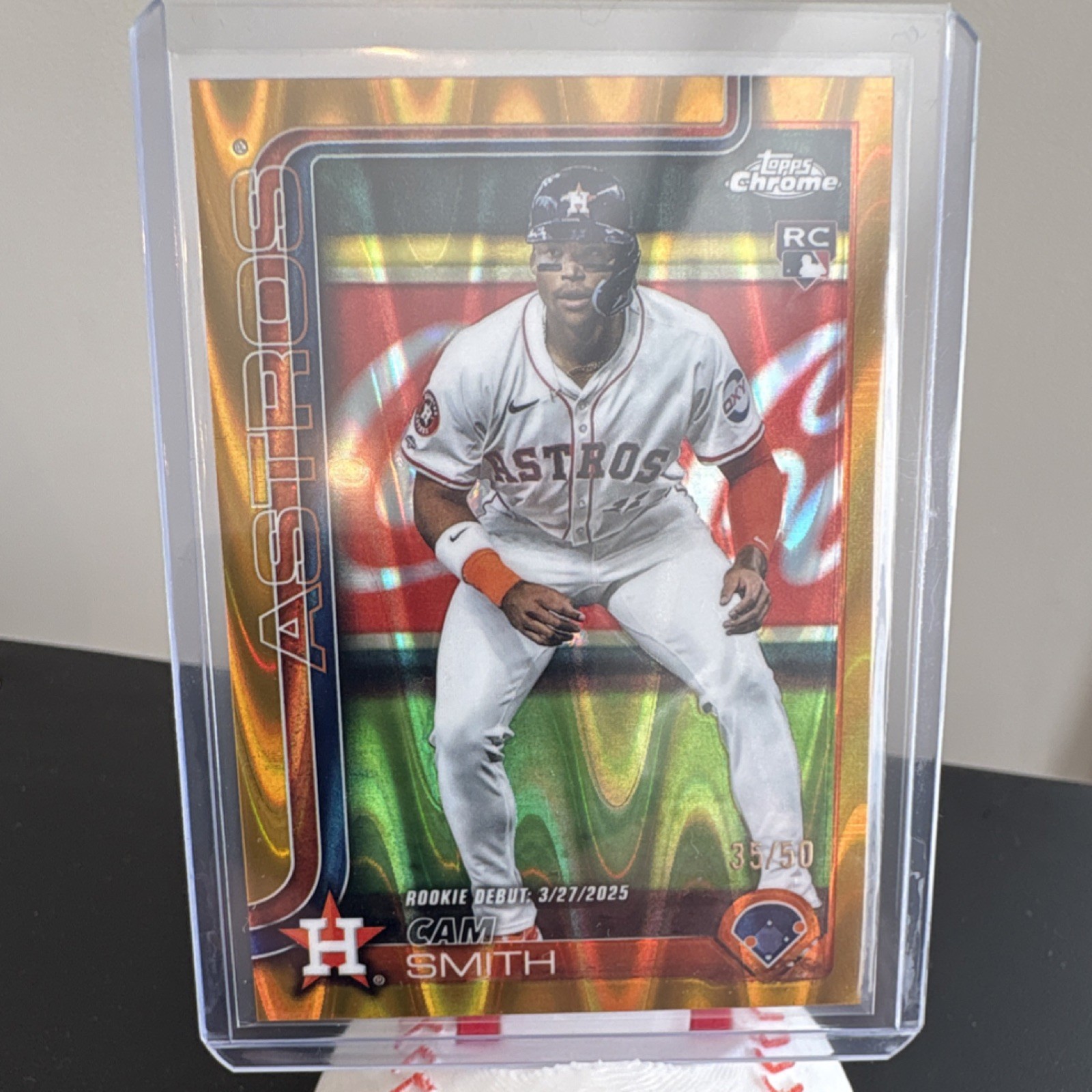 Topps 2025 Chrome Update Series Cam Smith Gold RayWave Rookie Astros USC19 /50