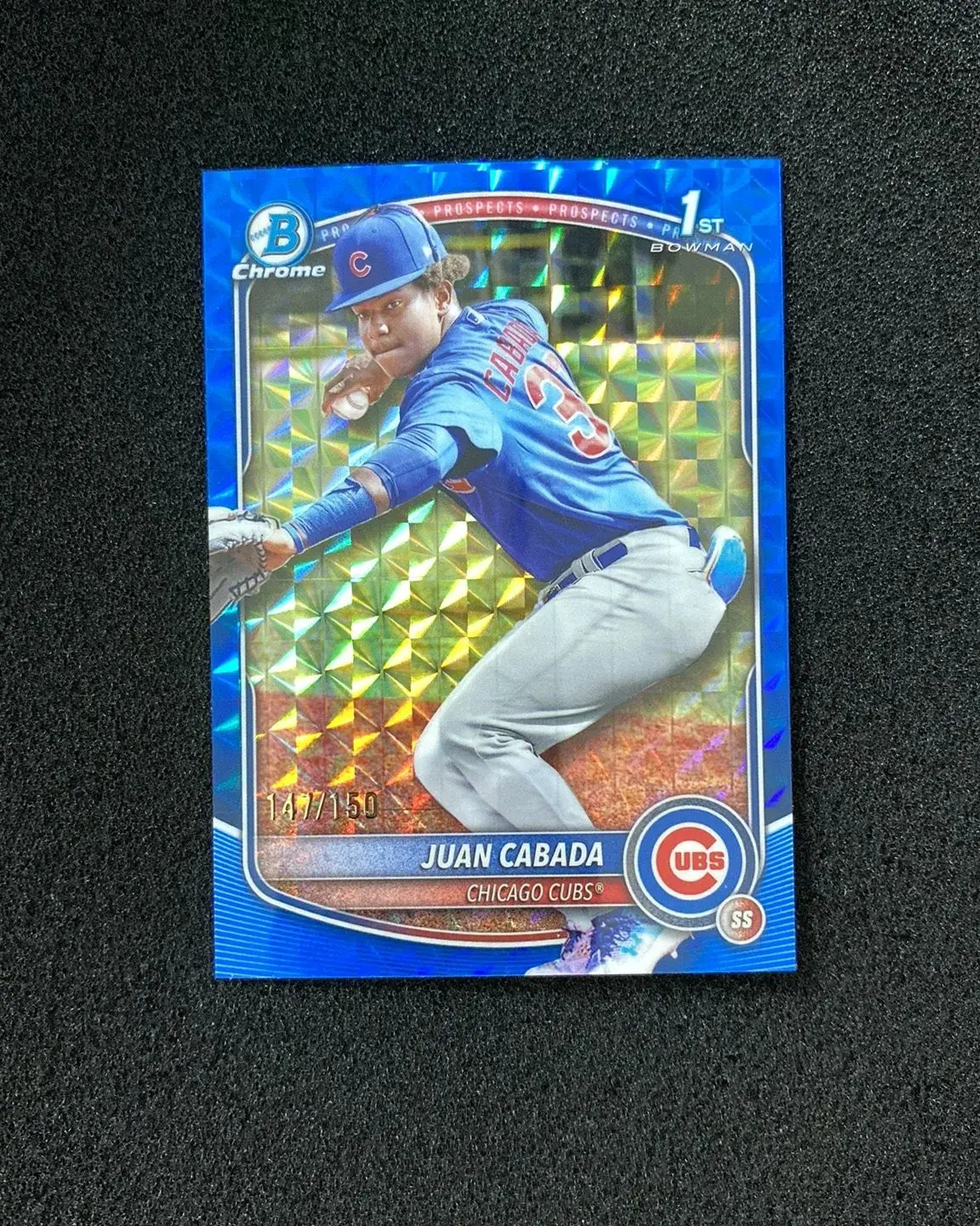 2025 Bowman Chrome Prospect Blue Geometric Juan Cabada 1st 147/150 Cubs ZR42