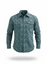 Wrangler Jewel Blue Floral Retro Pearl Snap Shirt Size Medium M Floral Western