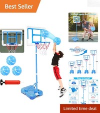 Durable Mini Basketball Goal for Kids - Adjustable Height  Easy Assembly