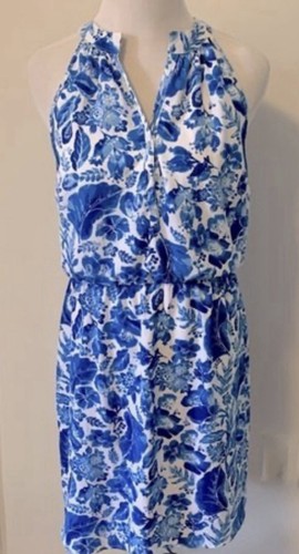 NWT Mud Pie Blue Floral Teagan Racerback Dress Elastic Waist Size Large