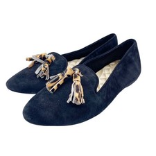 Birdies Women's Blackbird Black Leopard Tassel Quilted Footbed Loafer Size 6