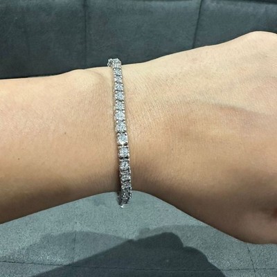 3,5 mm - Rund Lab Grown Diamant Tennis Armband Illusion Set Sterlingsilber 1 Karat