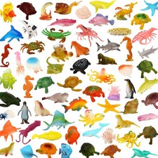 80 Pcs Mini Ocean Sea Animal Toy, Underwater Life Small, Multiple Colors
