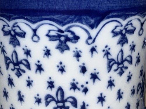 Cobalt Blue Fleur-de-Lis Ceramic Coffee Tea Mugs Cups Set of 6 - Picture 4 of 7