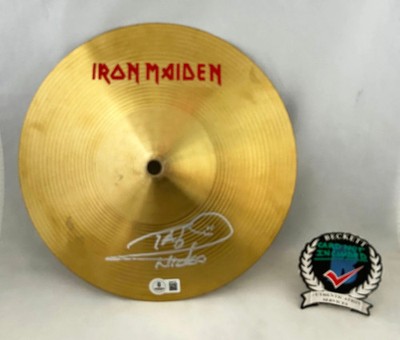 Nicko McBrain Signed Cymbal Iron Maiden Beckett BAS 1 COA