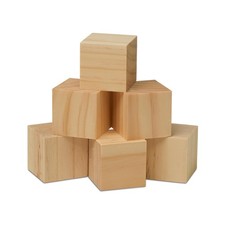 Unfinished Wood Blocks Wooden Cubes for Crafts 2 Inch 6 Pack