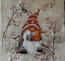 4 Pezzi Tovagliolo per Decoupage Gnomo di Natale