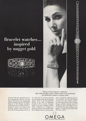 1966 Omega: Bracelet Watches Nugget Gold Vintage Print Ad
