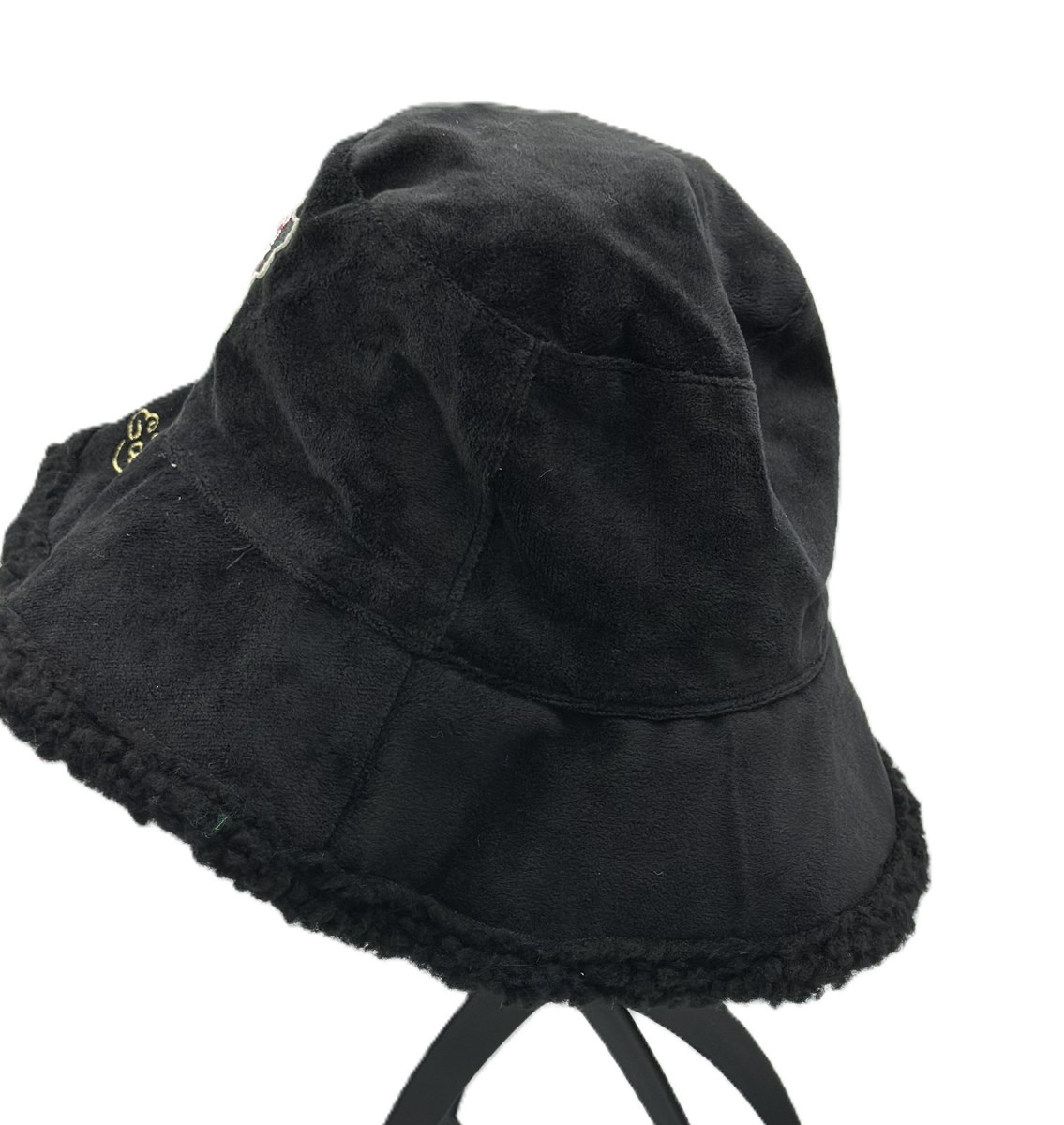 Ed Hardy Woman’s Fox Fur Bucket Hat with Skull and Roses Embroidery NWT Warm!! Ed Hardy Fleece Bucket Hat – Skull & Roses Embroidered  main image 4
