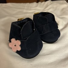 Build A Bear Workshop Navy Blue Suede Look Boots With Flowers On Straps