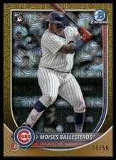 M005 MOISES BALLESTEROS RC 2025 BOWMAN CHROME GOLD MOJO MEGA 10/50 CUBS #42