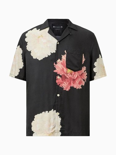 NWT AllSaints Fleur short sleeve shirt in black floral MSRP $ 249 50% OFF