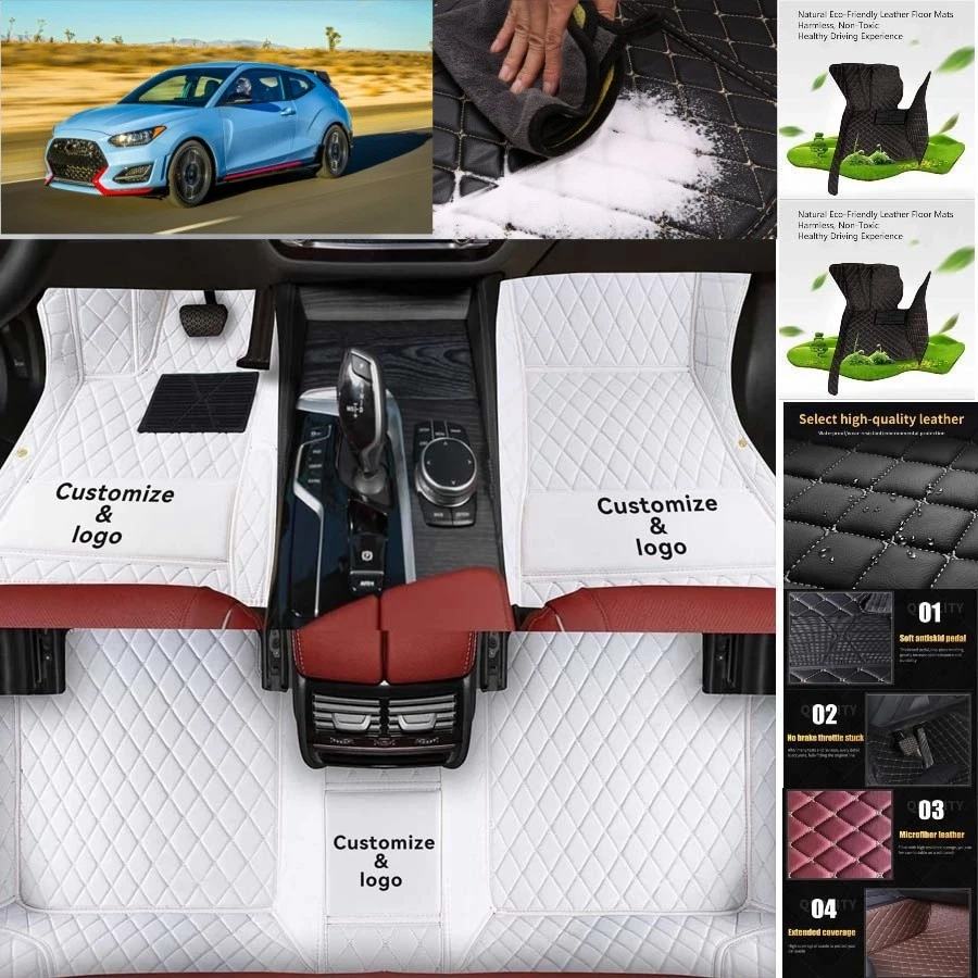 For Hyundai Veloster Car Floor Mats Auto Carpets All Weather Waterproof Foto 3 de 4